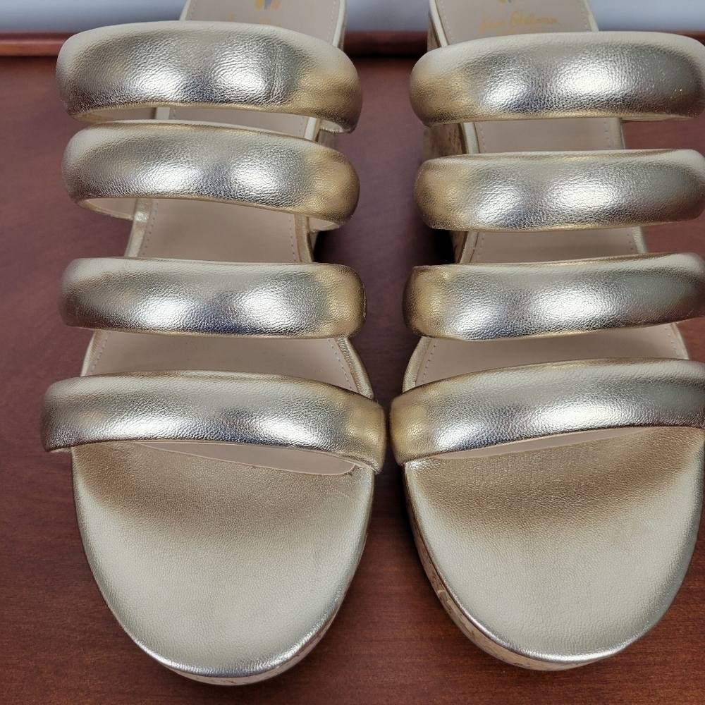 Sam Edelman Women's Yuki Em Gold Platform Wedge Shoes Size 8.5 - Picture 3 of 10
